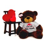 Giant 5 Feet Personalized Teddy Bear wearing I Love You This Much Tshirt - Choose From 7 Colors
